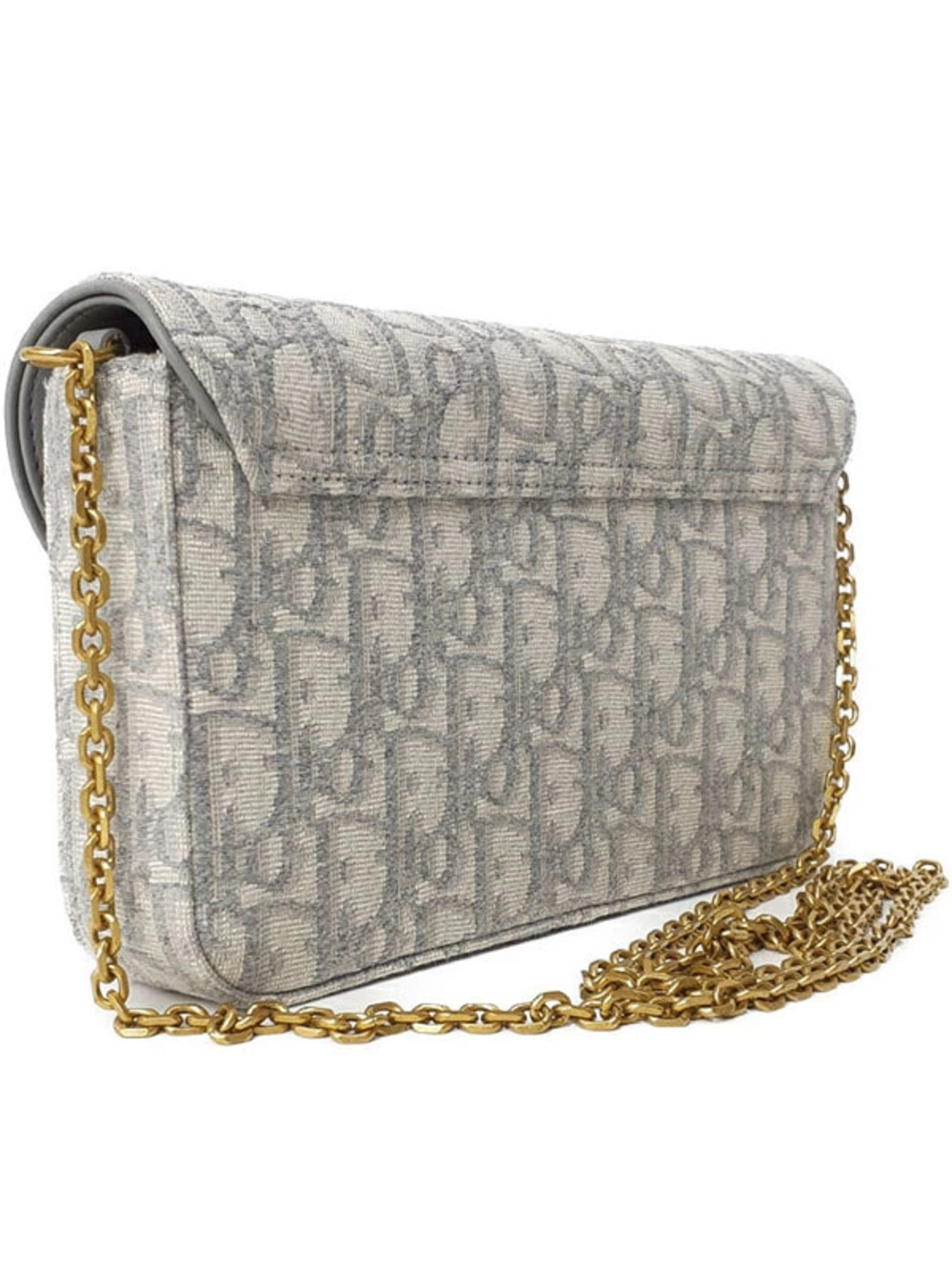 Dior Oblique Bag Saddle Christian Chain Clutch Shoulder  Pouch Blue